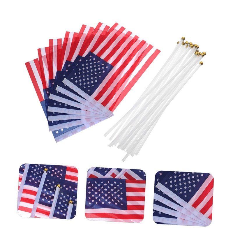 Kisangel Usa Flags Hand Waving 25pcs Mini American Flags Polyester