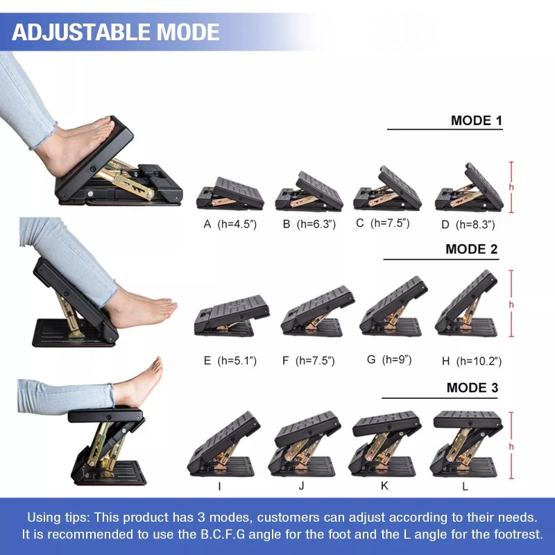 Leermart Foot Rest for Under Desk at Work 4-Level Height