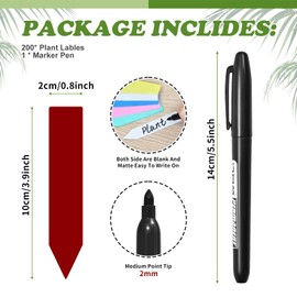 Yuanling Plant Labels 200 PCS Yuanling for Seeding Plastic Waterproof Plant Name Tags Garden Labels Marker Garden Pots Stakes for Outdoor Potted Plants with Permanent Marking Pen (Red)