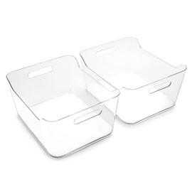 BINO | Plastic Storage Bins, X-Large - 2 Pack, Clear | THE SOHO COLLECTION | Pantry Organizers and Storage Containers Fridge Organizer Bins Kitchen Cabinet Organizer Medicine Cabinet Organizer Bin