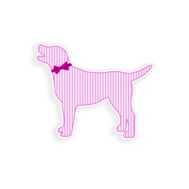Pink Seersucker Labrador Dog Sticker 4" Lab Custom Printed Pattern Color Design for Cup Cooler Car Truck Vehicle Laptop
