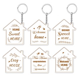 18 Pack Acrylic House Keychain Real Estate Agent Keychains House Shaped Pendant Keychains Welcome Home Housewarming Gift for Man Woman, Yellow, 2.75x5.5 inches