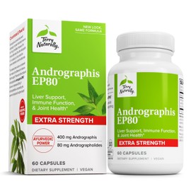 Terry Naturally Andrographis EP80 Extra Strength - Brain Health & Immune Support - Joint Health Supplement to Aid Mobility - Vegan Adaptogen Supplement for Energy & Liver Support - 60 Capsules