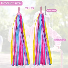 VNIDJGB 1 Pair Bicycle Handlebar Streamers,Colorful Scooter Tassels Girls, Bicycle Grips Ribbons,Kids Bike Accessories,for Kids Girls Boys Micro Scooter,Tricycle and Bike's Handlebars.(Yellow Pink)