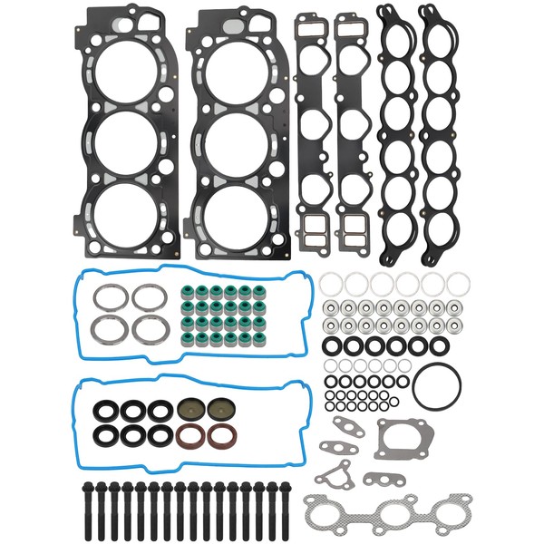 Cylinder Head Gasket Set with 16 Head Bolts Fit for Toyota 4Runner 1996-2002/ T100 1995-1998/ Tacoma 1995-2004/ Tundra 2000-2004, Part# ES72168, HS9227PT-1, HS2034, HB2031, SL1000