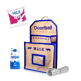 Doorbag Men & Women Multi-Color Milk & Newspaper Door Shopping Tote Bag For Outdoor Gate Hanging (Blue)
