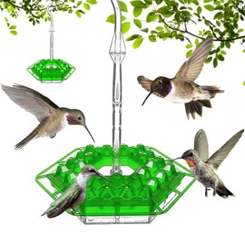 Yharnamite Hummingbird Feeder, 30 Ports Outdoor Hanging Feeder with Built-in Ant Moat & Bee Proof, Durable Garden Decoration for Attracting Hummingbirds - Easy to Clean & Refill (Green)