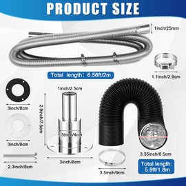 Honoson 79 25mm Universal Stainless Steel Exhaust Pipe Diesel Parking Air Heater Straight Thru Hull Exhaust Skin Fitting 24mm Tube Pipe Socket Hardware 3 Inch 16 ft Air Ducting for Car Vehicle Truck