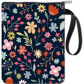 craspire Flower Book Covers, Book Protector, Floral Book Covers for Paperback, Washable Fabric Book Cover with Zip and Additional Sleeve Pocket for Book Lovers, Classmates, Friends