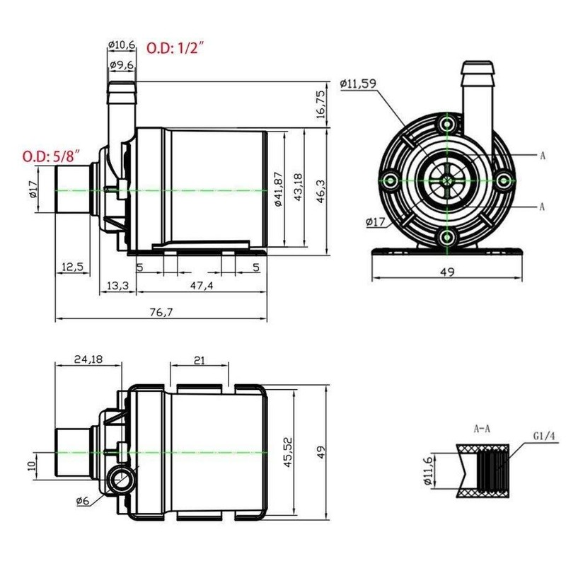 DIGITEN Brushless Centrifugal Submersible Pump 800L/H 210GPH 5M/16ft Fountain Pool