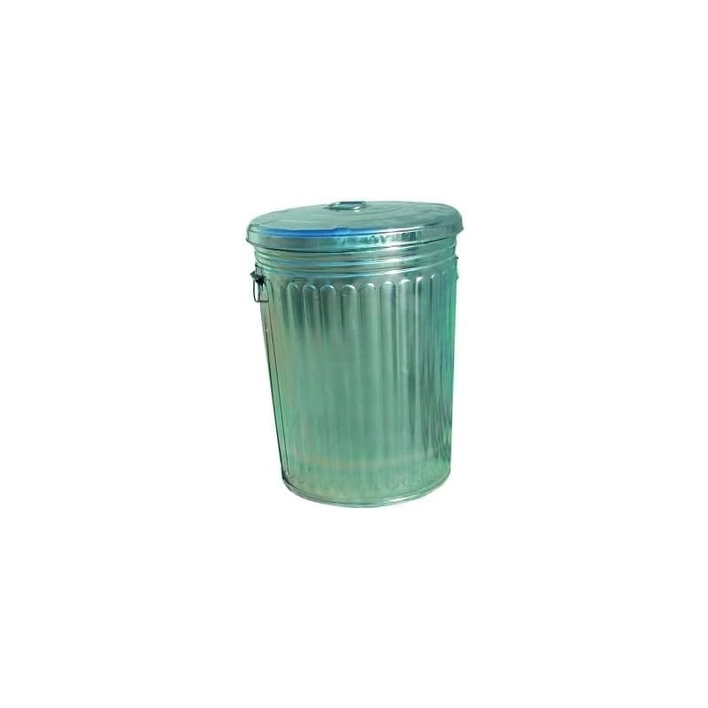 Plexon Pre-Galvanized Trash Can with Lid Round, Steel, 20gal, Grey,