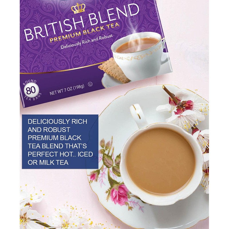 Tetley British Blend Premium Black Tea, Regular, 80 Teabags (Pack