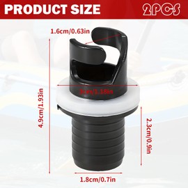 Pack of 2 Sup Pump Adapter, Valve Adapter, Hose Adapter, Plug Dinghy Valves, Air Pump Adapter, Replacement Kayak Accessories for Boat, Air Valve Accessories, Leak-Proof, Pump Adapter