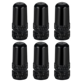WOLMIK 6 Pcs Black Presta Valve Cap, Bike Presta Valve Stem Caps, Aluminum Anodized Tire Air Stem Covers, Bike Valve Stem Caps Used On Presta/French Valves for MTB Road Racing Bicycle