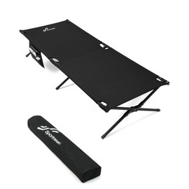 Sportneer Camping Cot: 78.3"x28.7"x14.6" Comfort Cot Bed for Camping Traveling Guest Bed, Sleeping Cots for Adults with Side Pockets & Storage Bag - Ease of Assembly, Support 330 Lbs