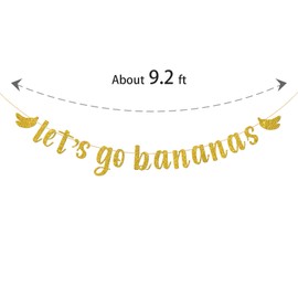 Let's Go Bananas Banner,Fruit Banana Birthday Party Decorations,Banana Theme 1st Birthday, Baby Shower Party Decorations Supplies, Gold Glitter