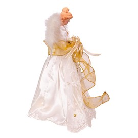 Kurt S. Adler Kurt Adler 14-Inch Battery-Operated Ivory and Gold LED Angel Treetop, White