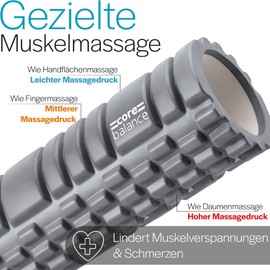 Core Balance Faszienrolle Rücken Wirbelsäule und Ganzkörper für Tiefengewebemassage - Texturierter Sport Foam Roller zur Massage von Triggerpunkten - Faszienrolle Wirbelsäule für Fitness, Gym, Physio