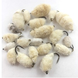 BestCity Fly Fishing White Barbless Bread flies mixed sizes pack of 20