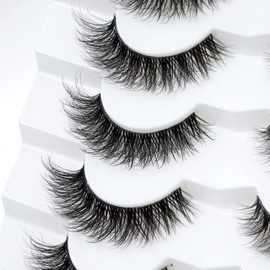 3D Clear Band False EyeLashes Natural Look Cat Eye Wispy Fake lashes Short Supernatural Cross Soft Reusable Lashes 7 Pairs-Happy Heartbeat(No.200)