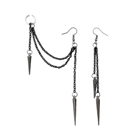 1 Pair of Gothic Christmas Earrings Women, Jewellery Gothic Earrings Punk Rivet Belt Accessories Pentagram Chain Black Hanging LED Dragon Harley Quinn Earring Earings Emo Anime Asymmetrical, Acrylic,