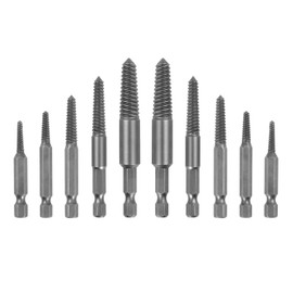 Bamyli 10 Pcs Screw Extractor Set,1/4 Inch Hex Bolt Damaged Screw Extractor Set,Stripped Drill Bit Screw Removal Tool for Removing Broken Bolts,Studs(5 Size)