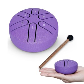 Tongue Drum, HAIYUU 3 Inch 6 Tone Steel Tongue Drum Rain Drum Sound Drum Steel Pan Hand Drum HandPan with Drum Beater for Concert Meditation Yoga Sound Healing Adults Children