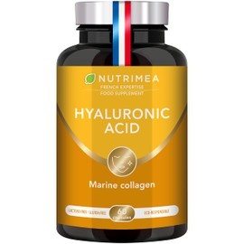 Hyaluronic Acid & Marine Collagen - Enriched with Vitamins A & C - Natural Anti-Wrinkle, Restructure Skin, Protect Joints and Anti-Aging - New Formula - Plant-Based Capsules - French Expertise