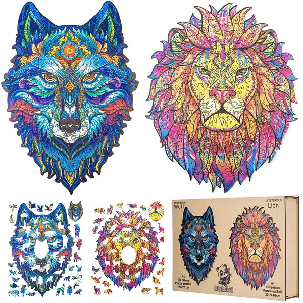 OTAKUKID® - Wooden Puzzle Animals - Complete Pack with 2