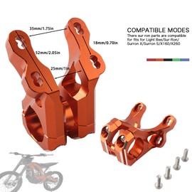 Motorcycle Handlebar Riser Mount,Electric Bike Front Handlebar Risers Stem Mount Handle Bar for Surron Light Bee X/Sur Ron Light Bee S/X160/X260-Orange