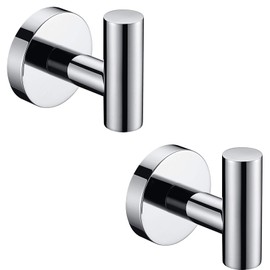 Nolimas Towel Coat Hook Polished Chrome SUS304 Stainless Steel Bathroom Clothes Cabinet Closet Sponges Robe Hook Wall Mounted Round Kitchen Heavy Duty Door Hanger 2 Packs