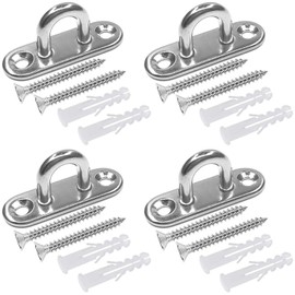 Greluma Pack of 4 45 mm M5 304 Stainless Steel Ceiling Hook Pad Eyelets Plate Marine Hardware Hooks with Screws
