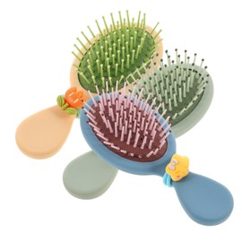 PACKOVE 3pcs Boys and Girls Hair Massage Combs Detangling Cartoon Brushes for Gentle Scalp Care Soft Material for Hair Types Cute Designs Avocado Yellow Star