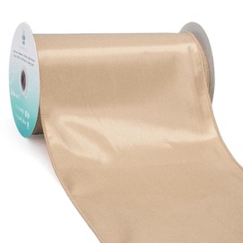 CT CRAFT LLC Satin Wired Ribbon 6 Inch x 10 Yards Champagne Gold for Christmas Home Décor Gift Wrapping Tree Topper Bow Wreath DIY Crafts,