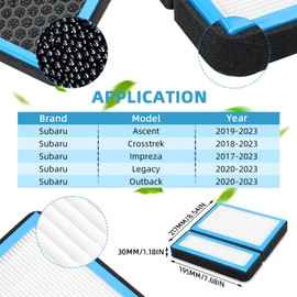 Filtro de aire de cabina compatible con filtros de cabina de Crosstrek Ascent Impreza Legacy Outback OEM #CF12436