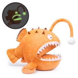 Tiny Heart Monkfish Plush Stuffed Toy 36 cm/14 Inch Realistic Anglerfish Plush Beautiful Animal Cute and Soft Gifts Plush for Children Boys and Girls Glow in the Dark Toy Brown