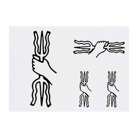 4 x 'Greek Trident' Temporary Tattoos - Water Resistant, Skin-Safe, Non-Toxic Transfers, Mixed Sizes (TO00010904)