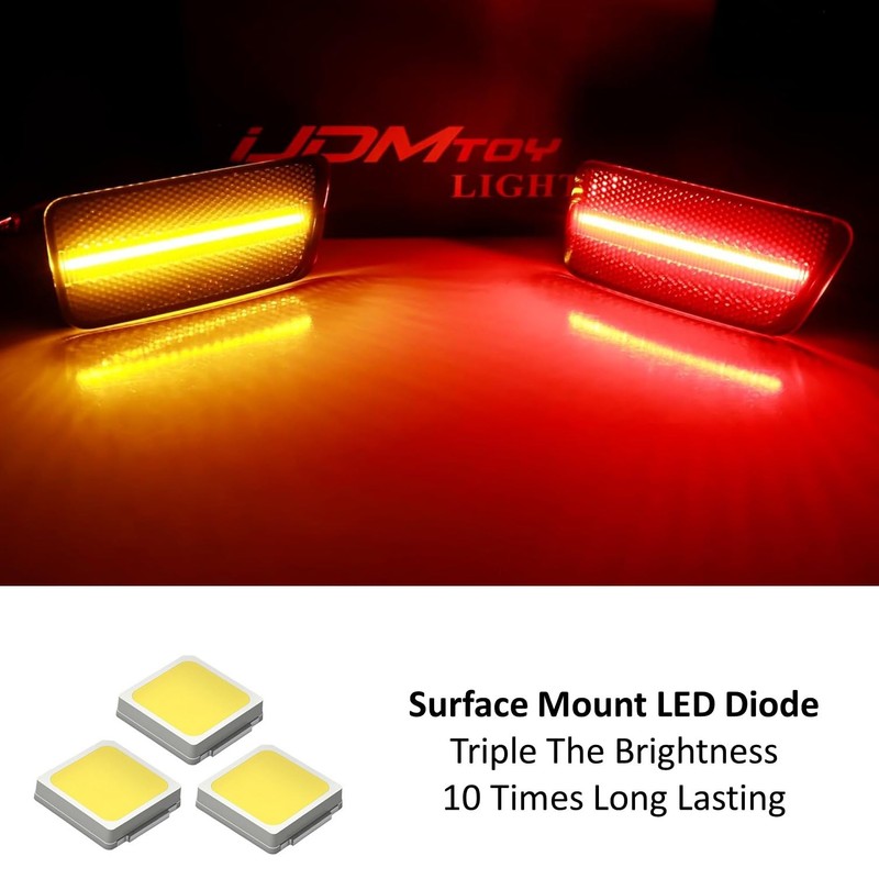iJDMTOY 4pc Set Black-Out Dark Smoked Lens Amber/Red Full LED