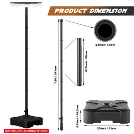 TRAYIU Street Light Pole 13Ft - Metal Solar Lamp Posts for Outdoor Light, Adjustable Metal Street Courtyard Porch Exterior Patio Flag Lighting Fixtures, Black