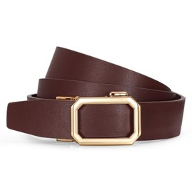 SUOSDEY Women Leather Ratchet Belt for Jeans Pants with Automatic Sliding Buckle, Adjustable Belt for Ladies, Width 1.2"