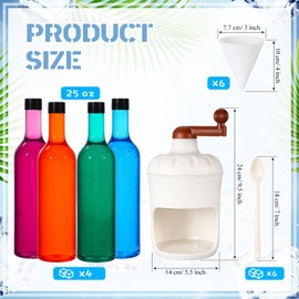 Zubebe Snow Cone Shaved Ice Machine Kit 6 Reusable Snow Cone Cups, 6 Spoons, 4 Plastic Syrups Bottles, 3 Reusable Ice Mold Snow Cone Machines for Home with Reusable Ice Mold, White