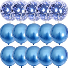 Vicor Blue Balloons,Metallic Blue Balloons,12 inch Blue Confetti Balloons for Birthday (15pcs Blue)