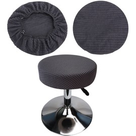 HuaLiSiJi Round Stool Cover 12-16" Round Seat Covers for Bar Stools, Luxurious Fabric Stretchable, Washable Jacquard Dustproof Stool Seat Slipcover (1, Gray)