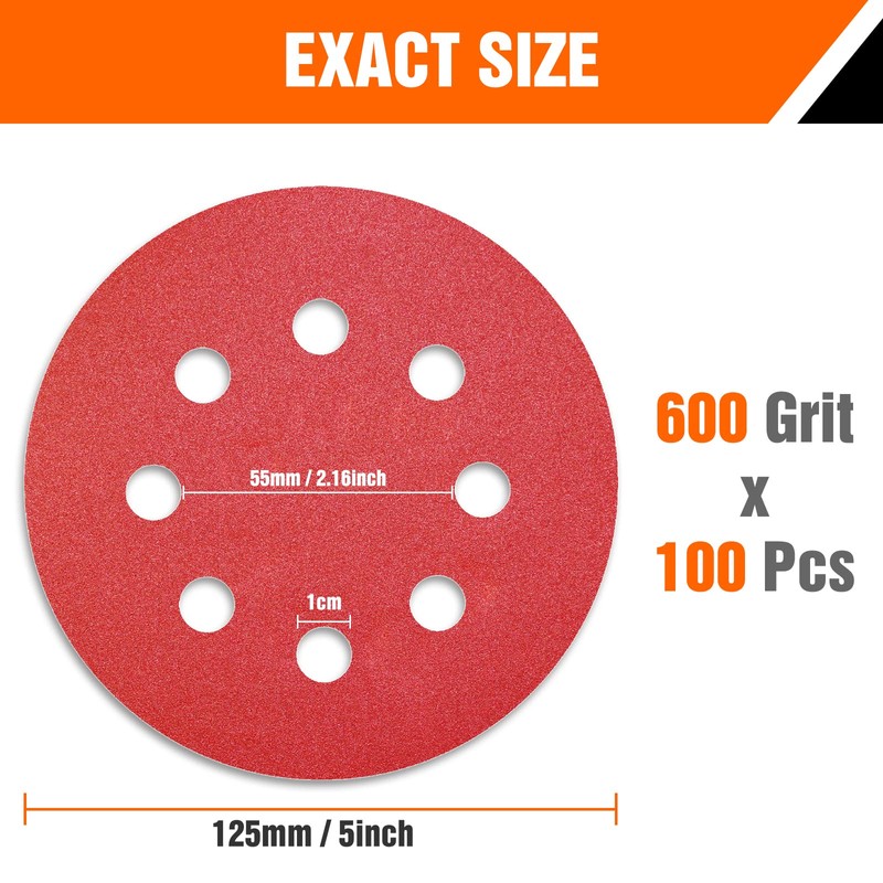 Awutzut 125mm Sanding Discs 600 Grit for 5 inch Discs