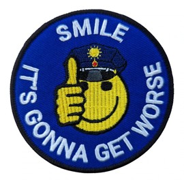 Smile It's Gonna Get Worse Textile Patch - Police - Smiley - Yellow