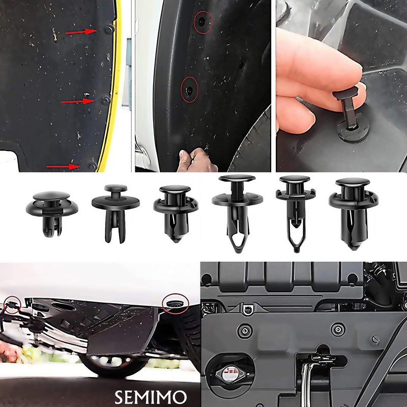 SEMIMO 120 Pcs Plastic Car Rivet Clips, 6 Types, Bumper