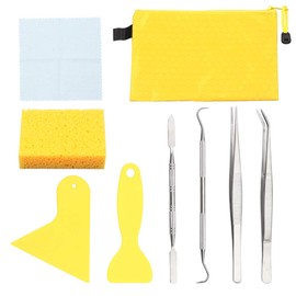 SPEEDWOX 9PCS Mosaic Tools and Supplies Beginners Set 2 Scrapers 2 Tweezers 1 Double-Ended Hook 1 Spatula 1 Sponge 1 Cleaning Cloth 1 Zippered Waterproof Bag Mosaic Making Kit
