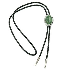 Yippo Accessories African Jade Green Stone Western Cowboy Leather Bolo Neck Tie