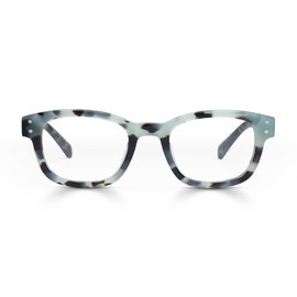 eyebobs Biff Premium Blue Light Reading Glasses for Women and Men | Square Blue Light Blocking Computer Glasses | Green Tortoise Front and Temples | 3.00