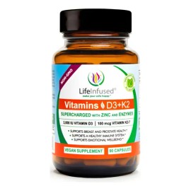 Life Infused Vitamina D3 K2 Con Zinc Y Enzimas 90 Cápsulas